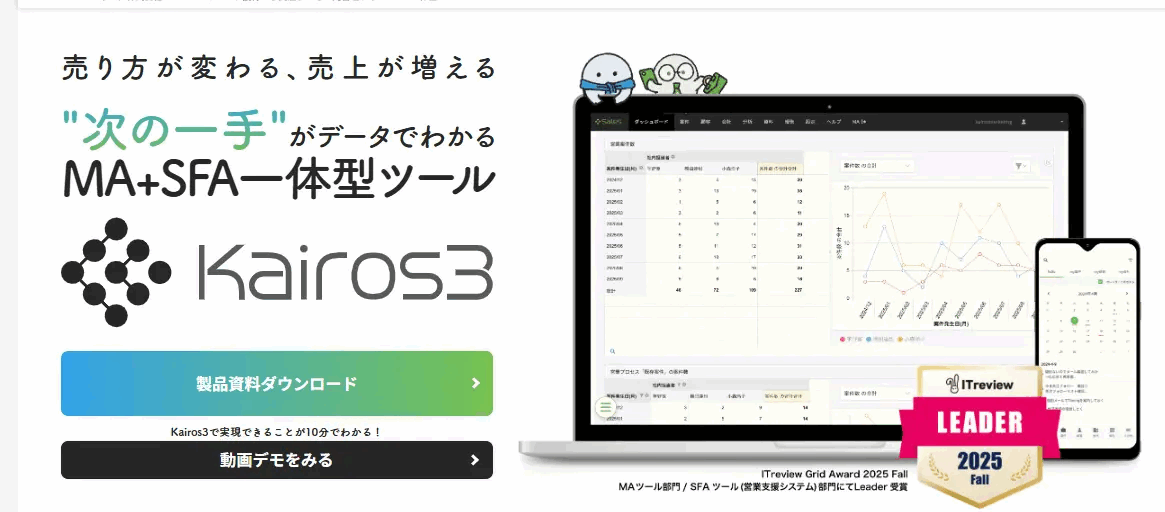 Kairos3 Marketingの公式サイトのスクリーンショット